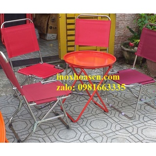 Bộ bàn ghế xếp inox, ghế cafe xếp, bảo hành 24 tháng