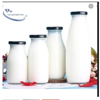 Chai/lọ thủy tinh đựng sữa, Lọ làm sữa chua có nắp loại 200ml, 300ml, 500ml, 1000ml