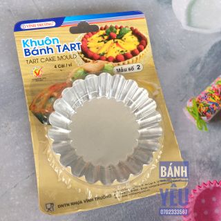 Khuôn bánh Tart nhôm 8.5cm x 2.5cm/ Vỉ 4 khuôn-mẫu số 2 - KH138