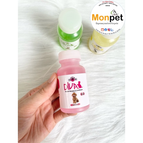 Sữa tắm Diva cho Spa, dưỡng ẩm, mượt lông, khử mùi hôi cho chó mèo 55ml