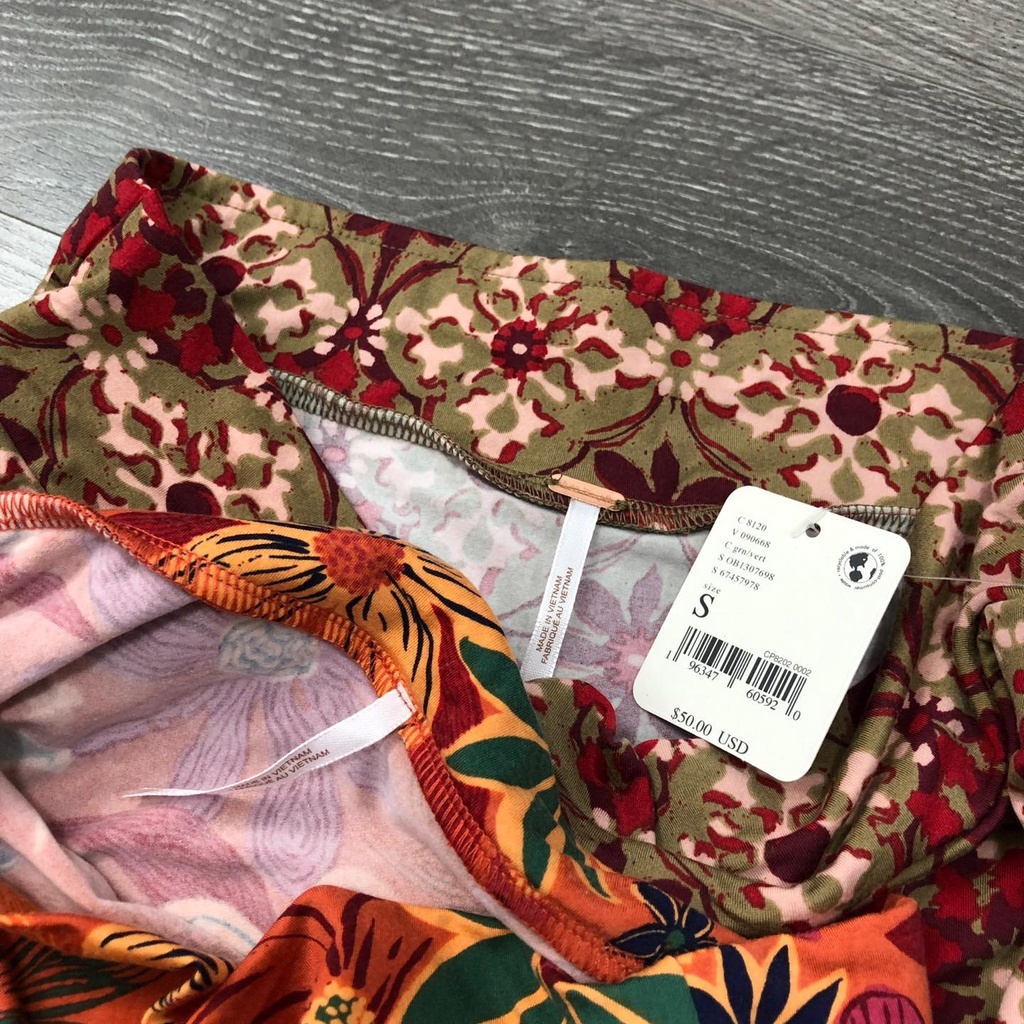 Chân váy FREE PEOPLE thun hoa wrap dún bên KAMI