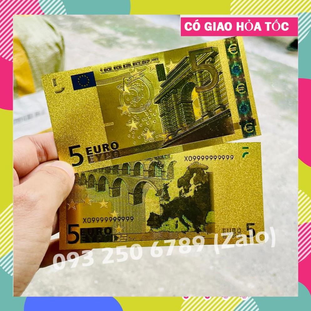 TRỢ GIÁ Tờ Tiền Kỉ Niệm 5 EURO Plastic Mạ Vàng Lì Xì Tết May Mắn