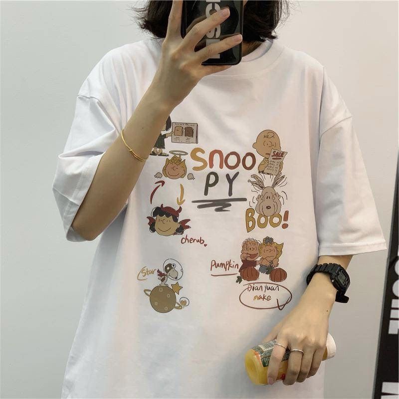 Áo thun tay lỡ unisex Snoopy Boo