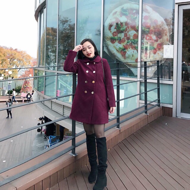 Áo dạ đỏ 2 hàng cúc