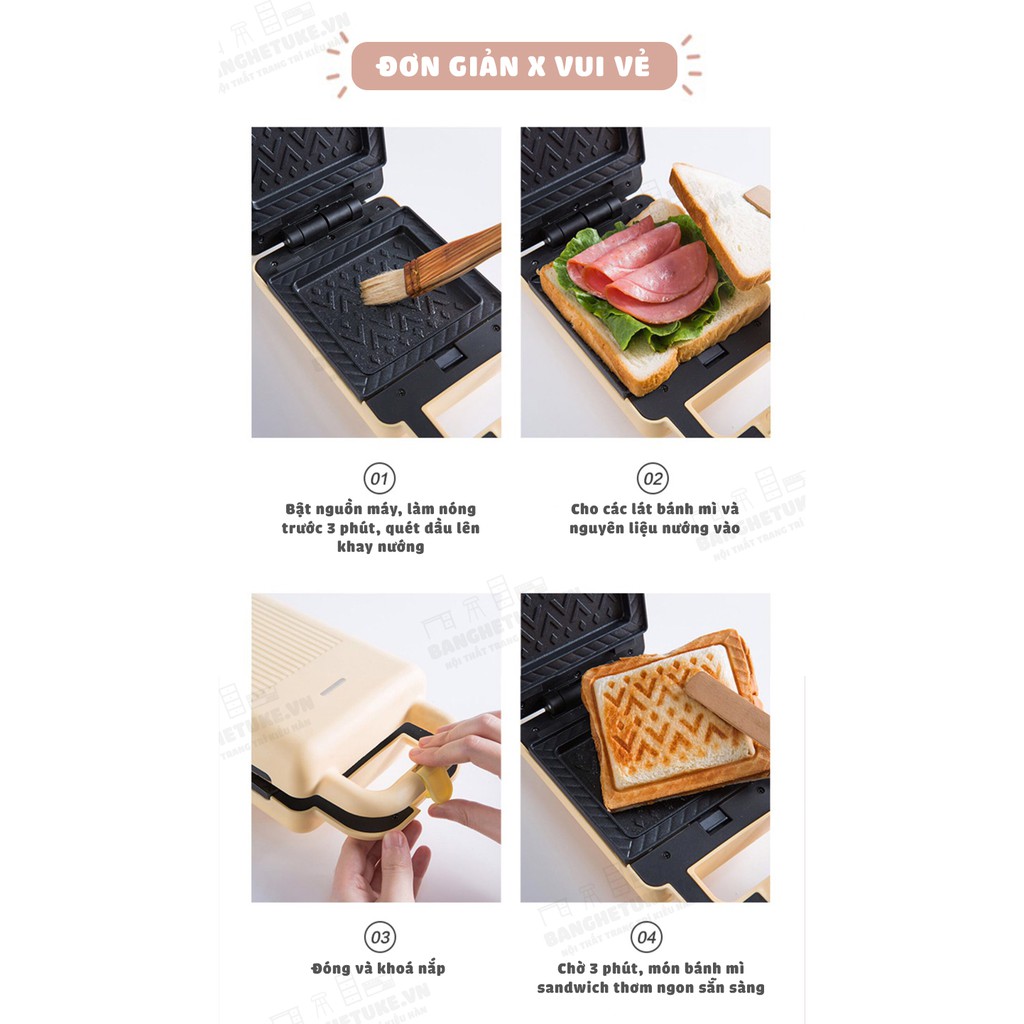 [BH 18 THÁNG] [TẶNG ĐẦU CHUYỂN] Máy kẹp Sandwich Bear chính hãng DBC-P06N2, nướng bánh mì bánh ốc quế WAFFLE