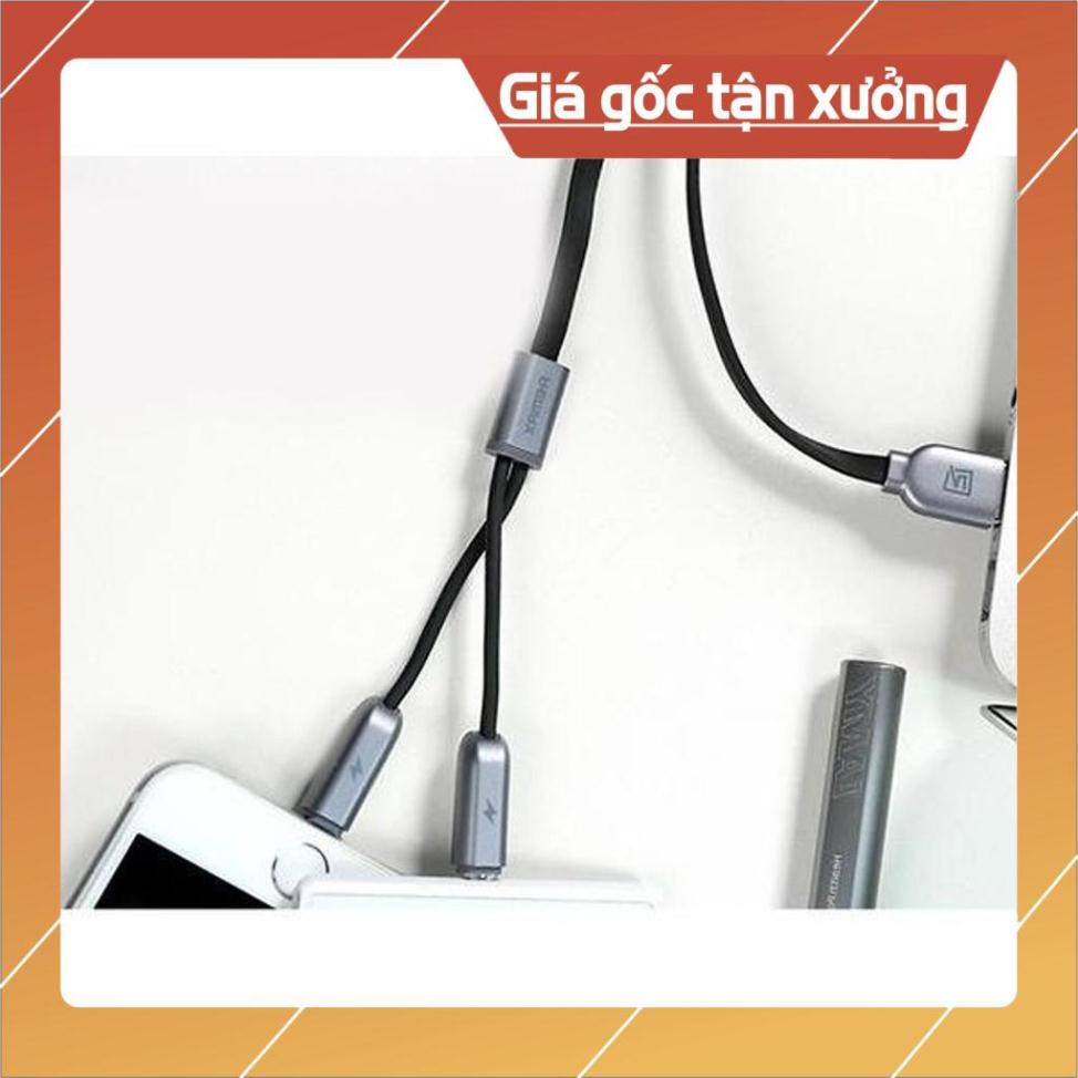 Dây cáp sạc cùng lúc 2 đầu Lightning và Micro Usb chính hãng Remax sạc cùng lúc 2 thiết bị - Sản phẩm chính hãng