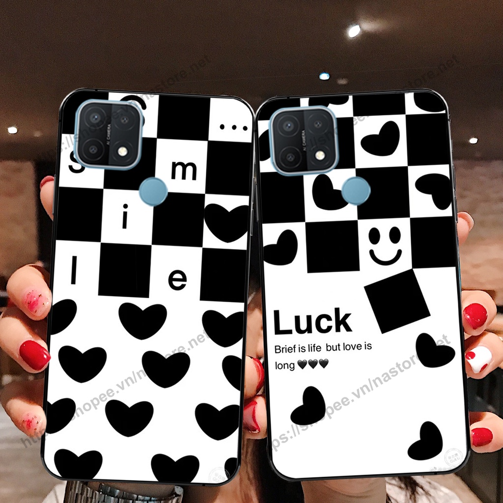 Ốp lưng Oppo A15 / A15s trái tim họa tiết caro, mikey họa tiết beabrick kaws cute
