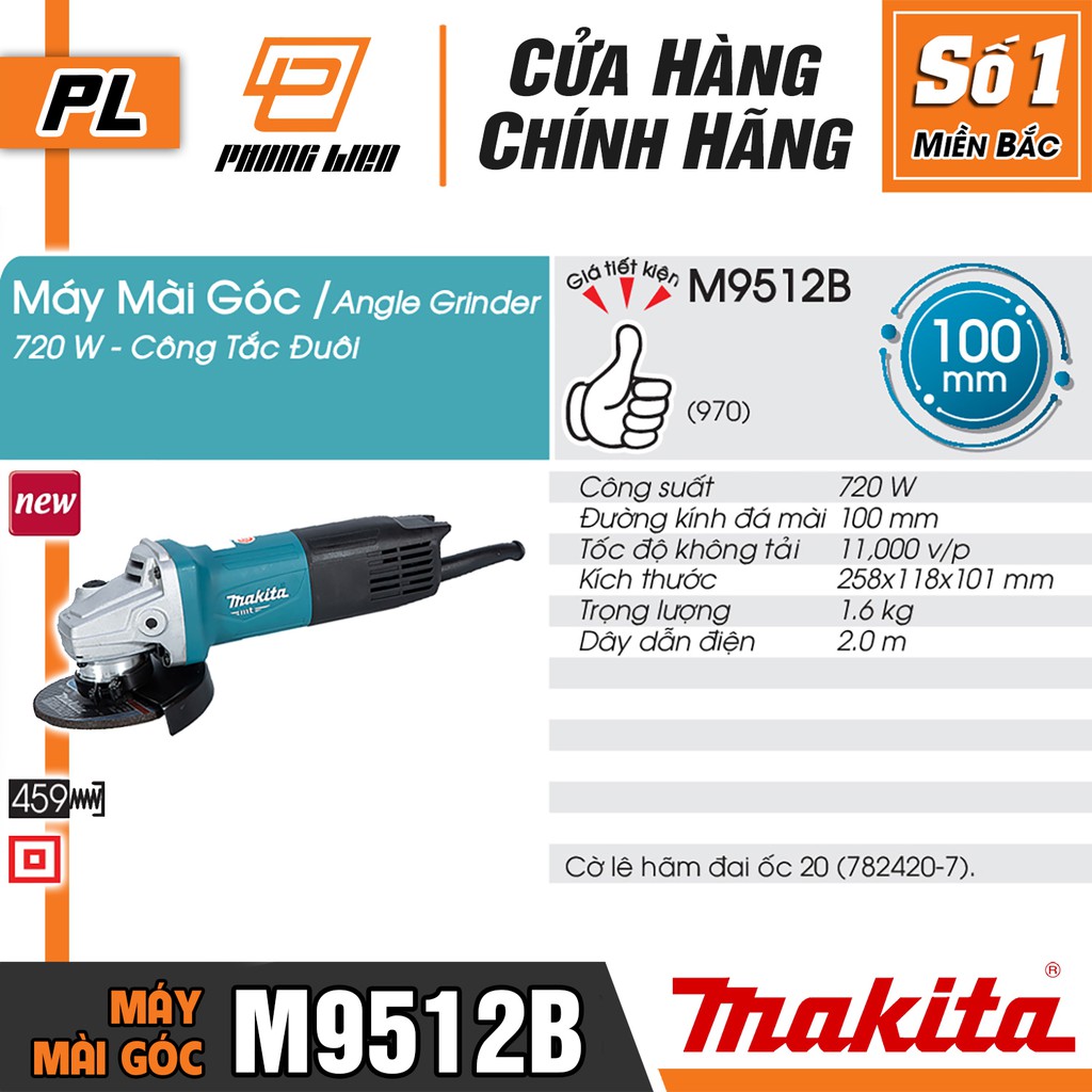 Máy Mài Góc Makita M9512B - Công Suất 720W-100MM - Hàng Chính Hãng