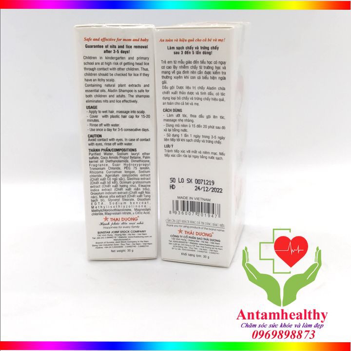 Dầu gội trị chấy Aladin - Chính hãng sao thái dương - Diệt chấy