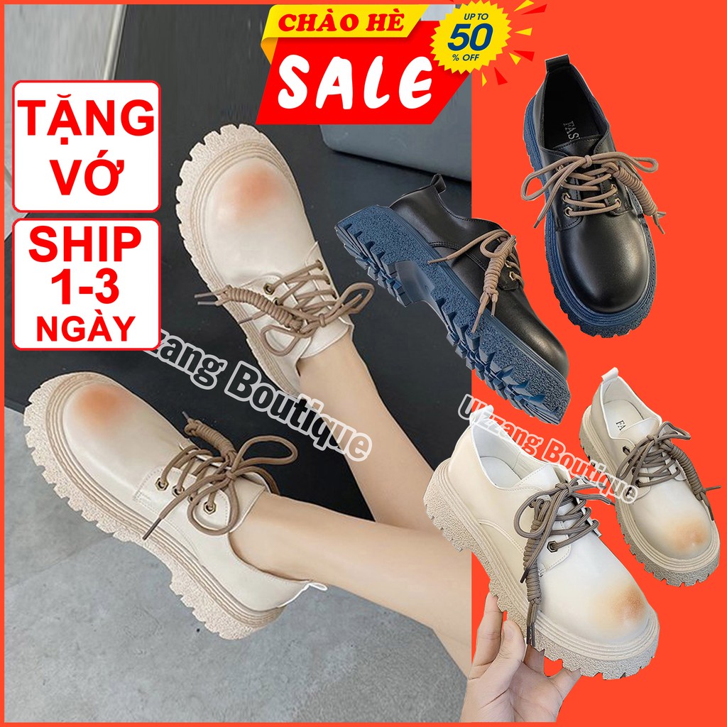Giày Oxford nữ giày ulzzang đế cao mũi tròn mới