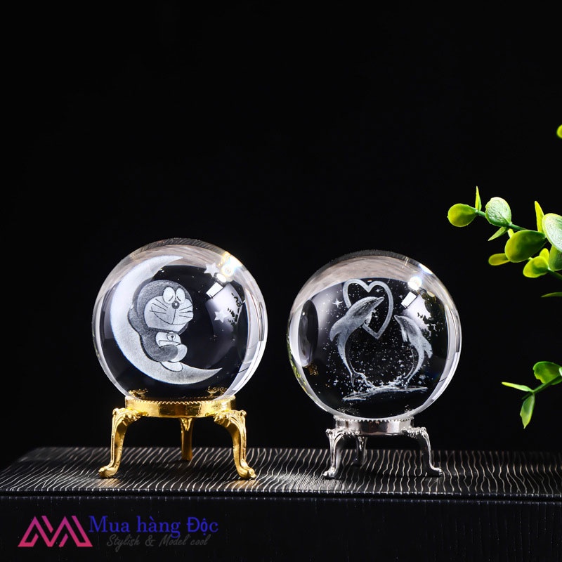 Bộ Quà Tặng Quả Cầu Pha Lê 3D LED DOREMON