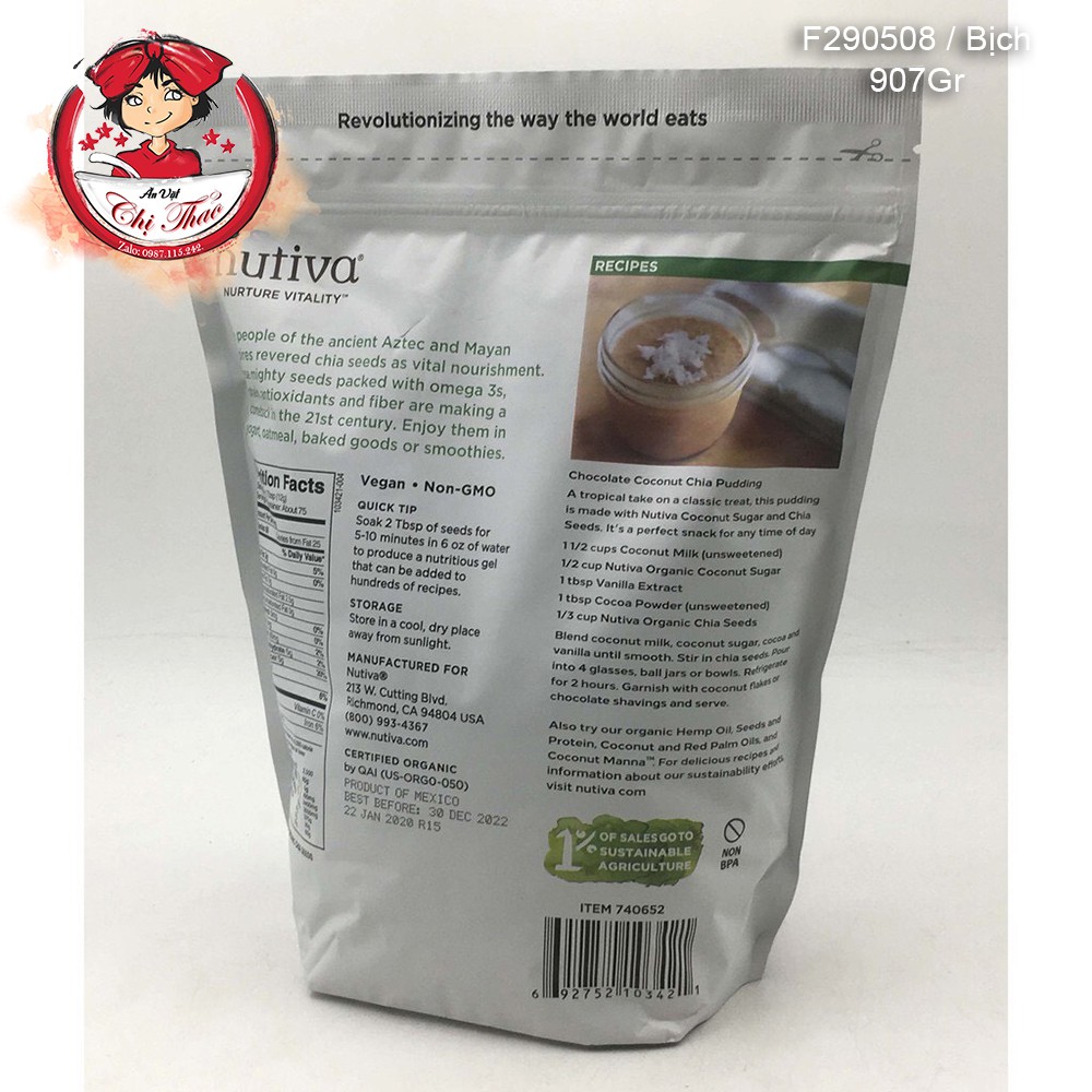 HẠT CHIA MỸ NUTIVA (907gr)