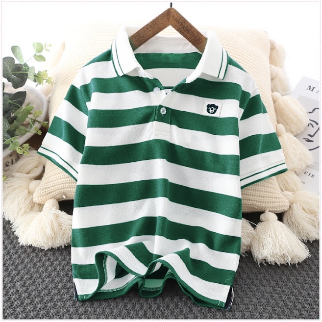 Áo Polo bé trai áo thun có cổ bé trai Newbetty Kẻ sọc TrắngXanhLá. GRETH ơi