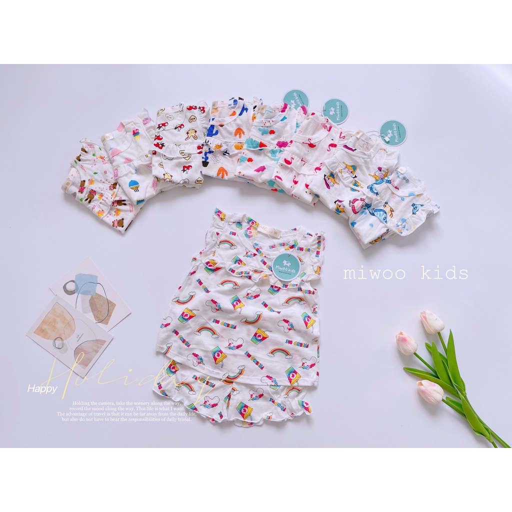 Bộ Đồ Bé Gái Miwoo Kids Chất Liệu Cotton Hàn Thông Hơi Thấm Hút Mồ Hôi