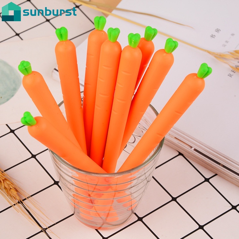 Bút gel mực màu đen ngòi 0.5mm mô phỏng hình củ cà rốt hoạt hình dễ thương