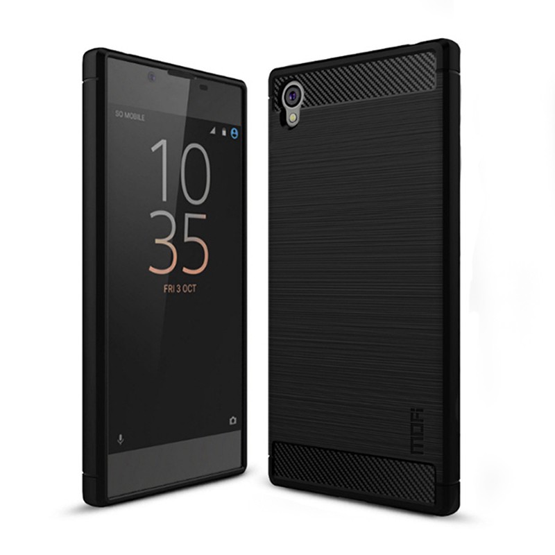 Ốp điện thoại chất liệu sợi carbon màu đen cho Sony Xperia L1