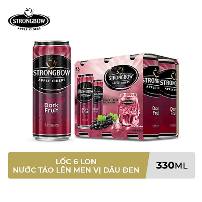 Lốc 6 lon Strongbow Dark Fruit vị dâu đen 330ml