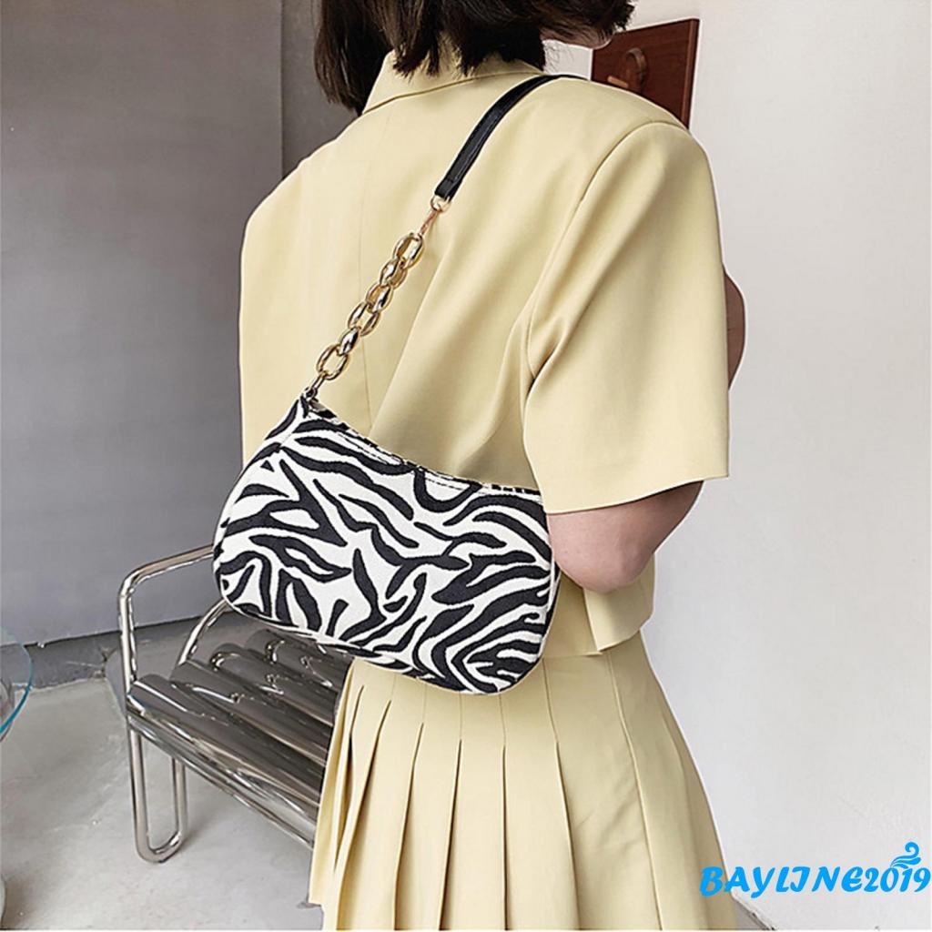 BAY-Túi xách đeo vai họa tiết da báo/ ngựa vằn phong cách retro cho nữ