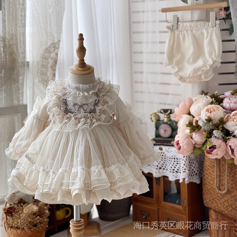 Đầm Công Chúa Tay Dài Phồng Phong Cách Lolita Thời Trang Thu Đông Cho Bé Gái
