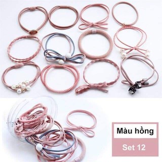 Hộp buộc tóc 12 Sợi / set 12 dây buộc tóc mềm hàn quốc kèm hộp đựng ( loại đẹp)
