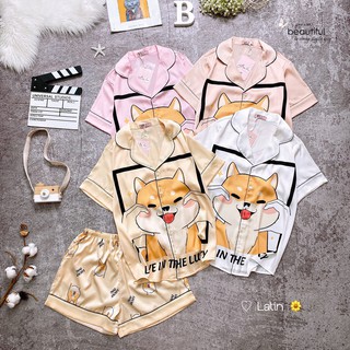 Đồ ngủ nữ lụa Latin cộc tay, Đồ bộ nữ cộc tay bộ mặc nhà dễ thương mùa hè chất mát nhiều hoạ tiết đẹp