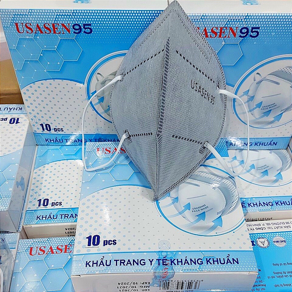 Khẩu trang y tế kháng khuẩn Usasen95 4 lớp màu trắng - Hàng chính hãng Hộp 10 cái chất lượng cao