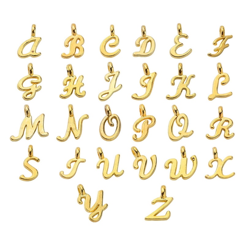 Set 2 Mặt Vòng cổ Khắc Chữ Cái Từ A-Z Dùng Làm Trang Sức DIY