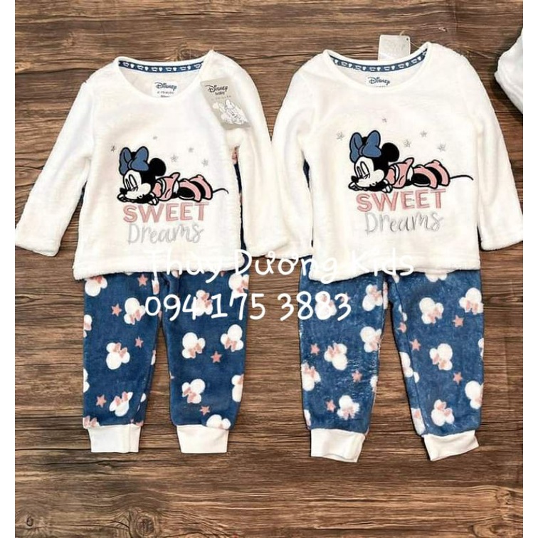 Bộ nỉ băng lông Primark Mickey xanh dư xịn cho bé gái 6m-3y