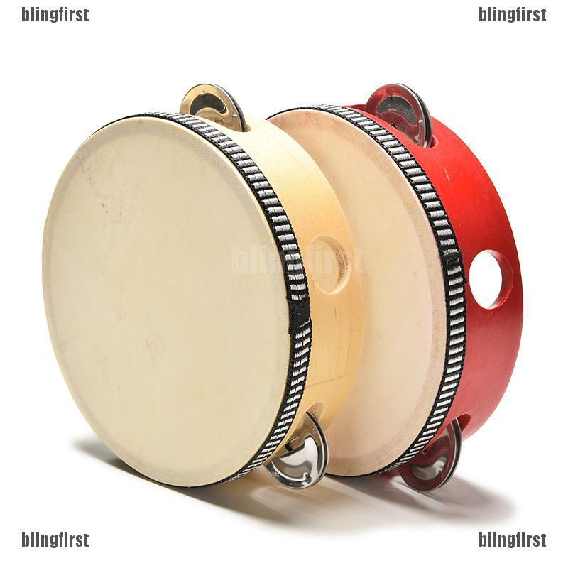 [Bling] 1 X Kids Musical Tambourine Wooden Drum Rattles for Baby Education Toy 2 Colors [First]