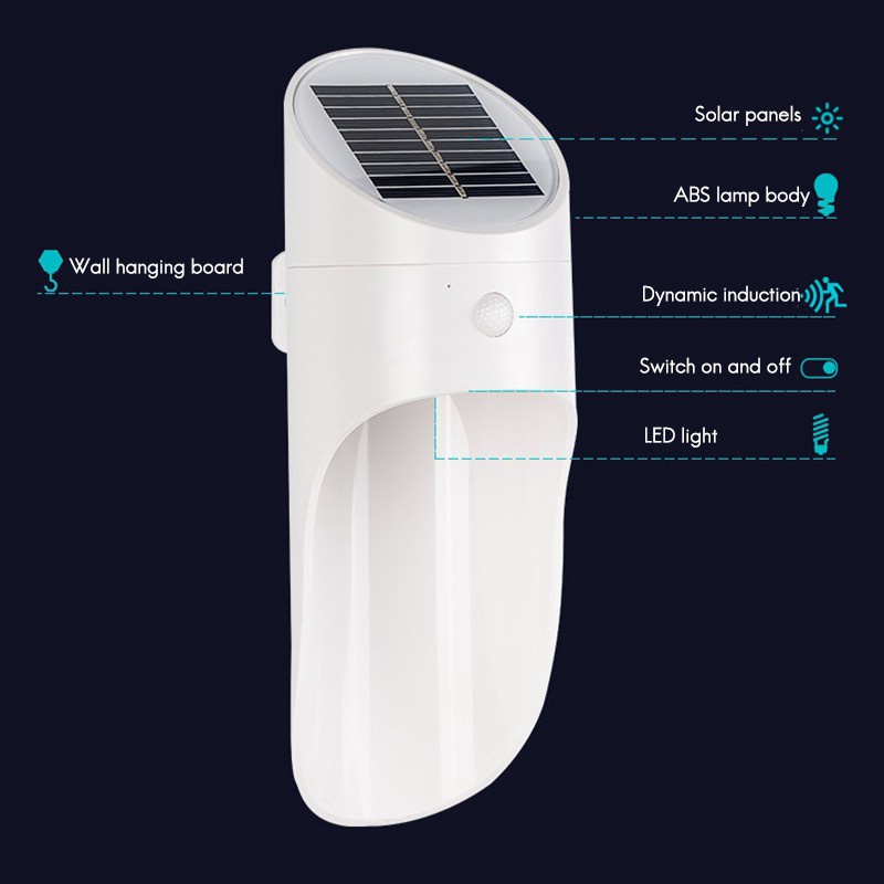 Solar Light Wall Light Outdoor Waterproof Smart Garden Light White