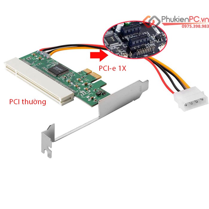 Card chuyển PCI-e 1X 16X sang PCI thường Sound card, CNC, RS232