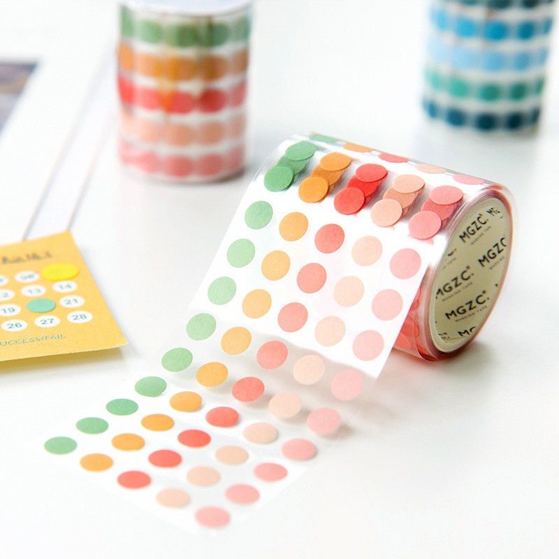 Cuộn Sticker tròn 3m Vpp Tuệ Minh, trang trí sổ, điện thoại, lịch, laptop STI06