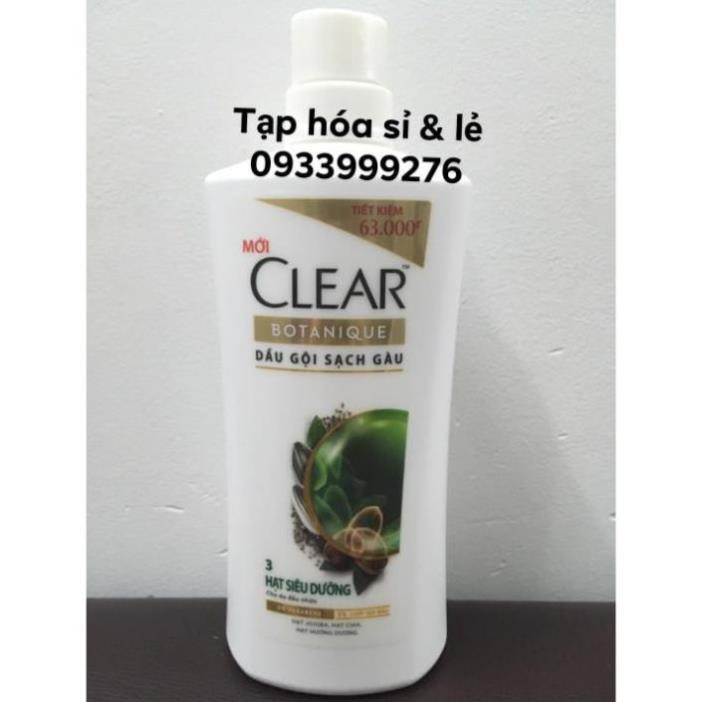 (Mẫu mới) Dầu Gội Clear Botanique 5 Tinh Dầu/ 3 Hạt Siêu Dưỡng 650g