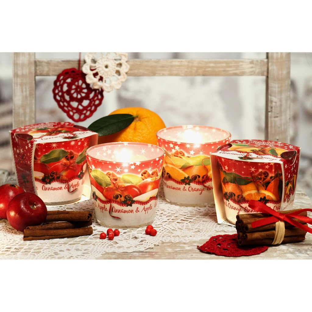 Ly nến thơm Bartek Candles BAT6382 Christmas Spices 115g (Hương cam, táo, quế)