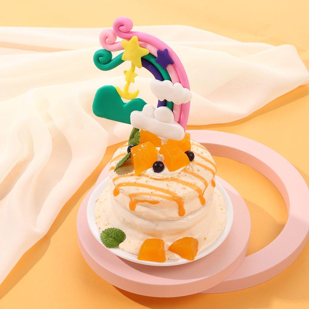 Cây Cắm Trang Trí Bánh Kem Bằng Đất Sét Mềm Nhiều Màu