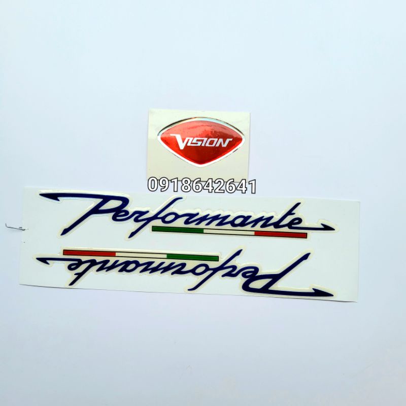 Combo tem chữ performante nổi và logo mặt nạ vision như zin đủ màu