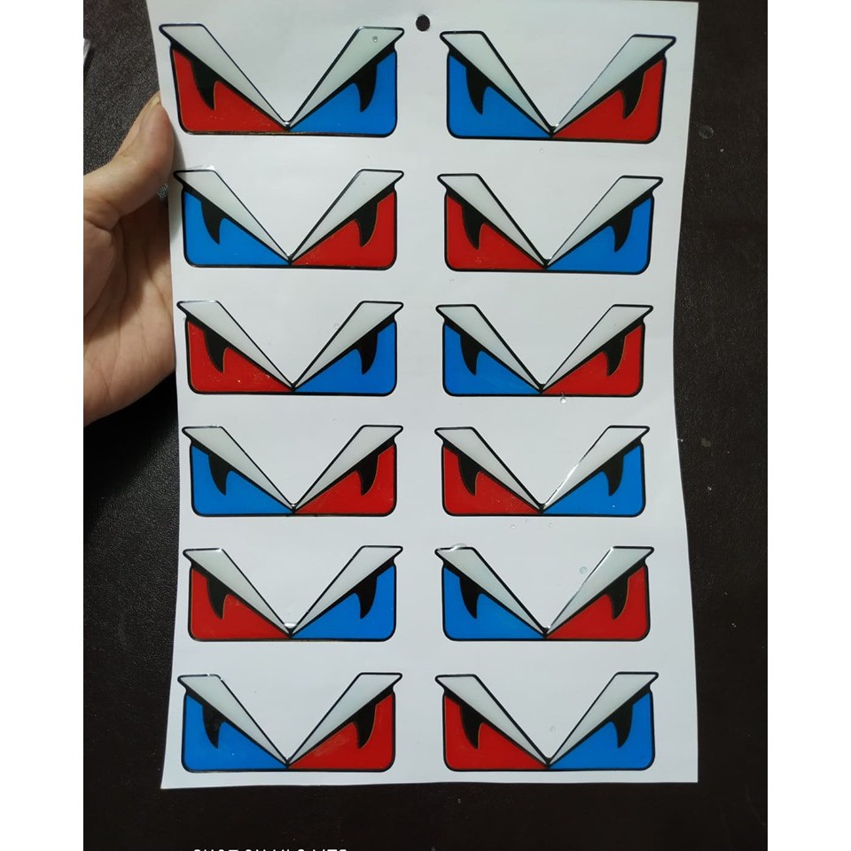 DDXM-V12-32 CẶP TEM NỔI ĐÔI MẮT FENDI, DECAL FENDI TRANG TRÍ XE, TEM DÁN XE MÁY, STICK NỔI