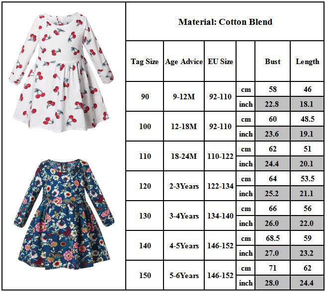 Đầm Cotton Tay Dài In Hoa Dễ Thương Dành Cho Bé Gái 1-6 Tuổi