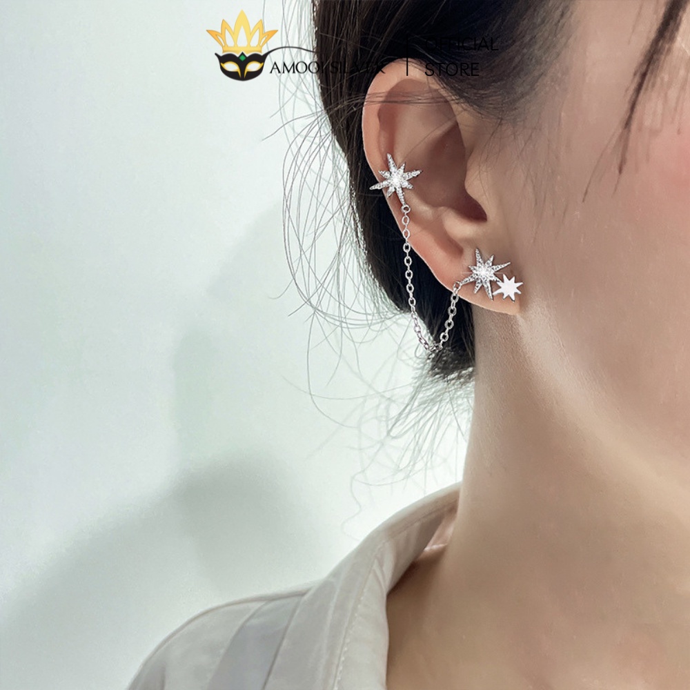 Bông tai earcuff bạc S925 ngôi sao - Amooi Silver AB185