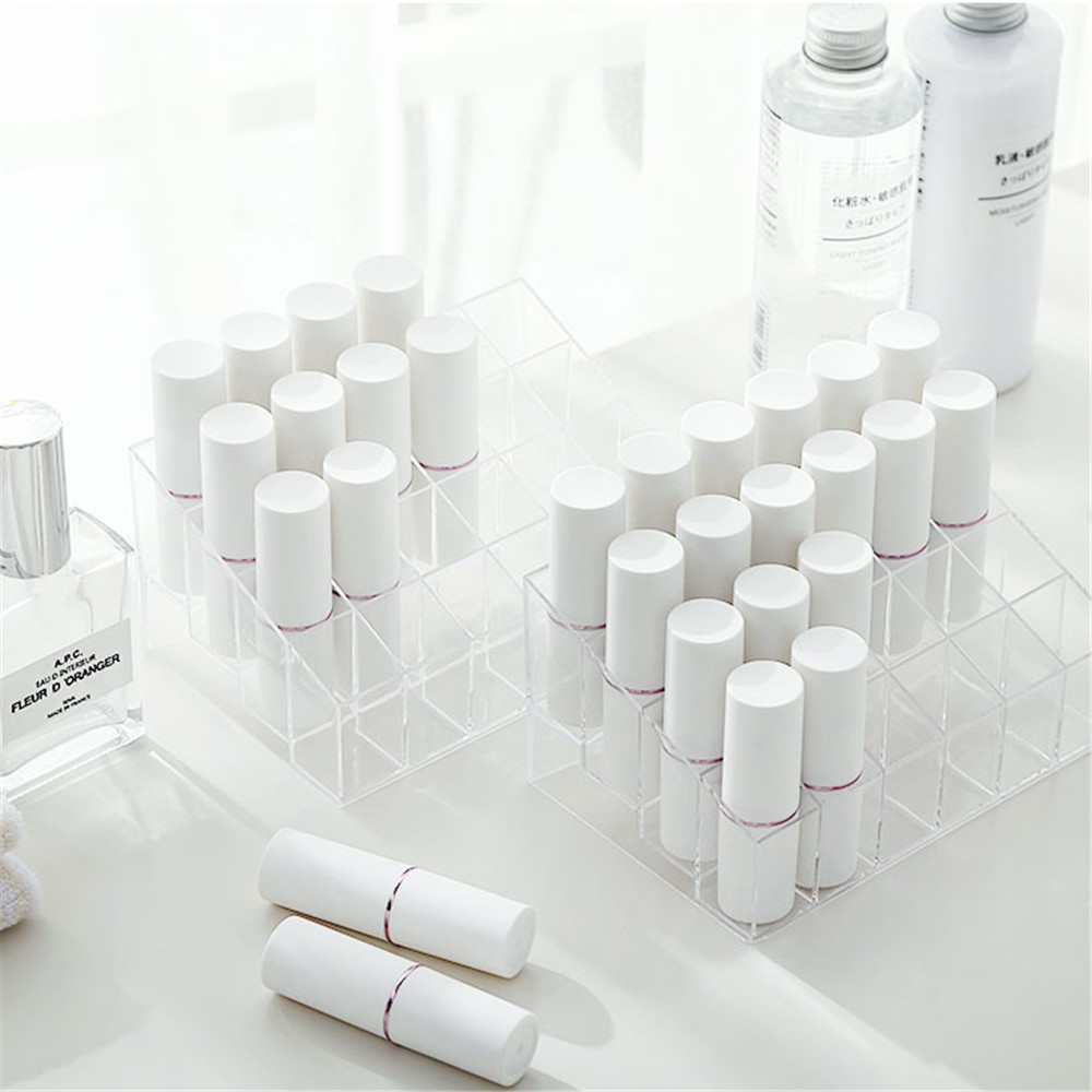 Hộp Nhựa Trong Suốt 24 Ngăn Đựng Son Môi Tiện Dụng