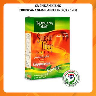 Cà phê ăn kiêng không đường chiết xuất từ lá cỏ ngọt Tropicana Slim Capuccino 96g (8 x 12g)