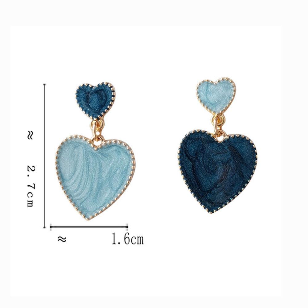 Khuyên Tai Hình Trái Tim Màu Xanh Dương Thanh Lịch Thời Trang Cho Nữ