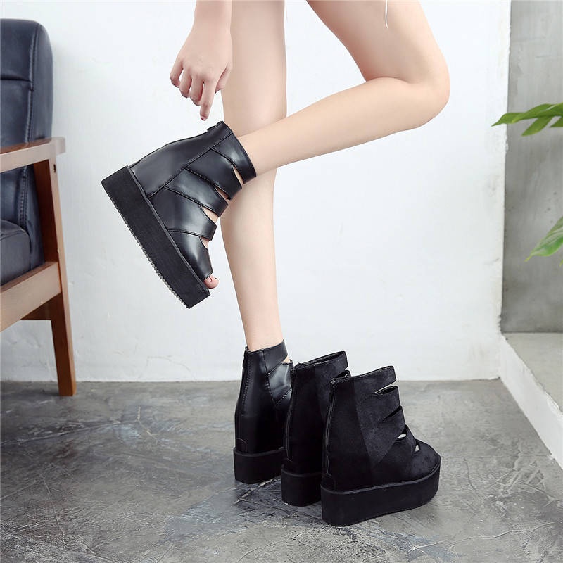 Giày sandal đế dày hở mũi kiểu mùa xuân La Mã 2021 cho nữ