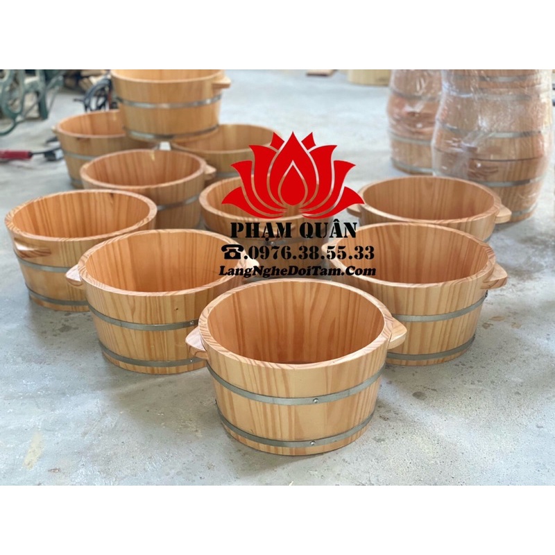 combo 2 chậu ngâm chân gỗ thông việt