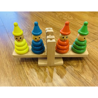 Đồ chơi gỗ 4 chú hề trên cầu thăng bằng