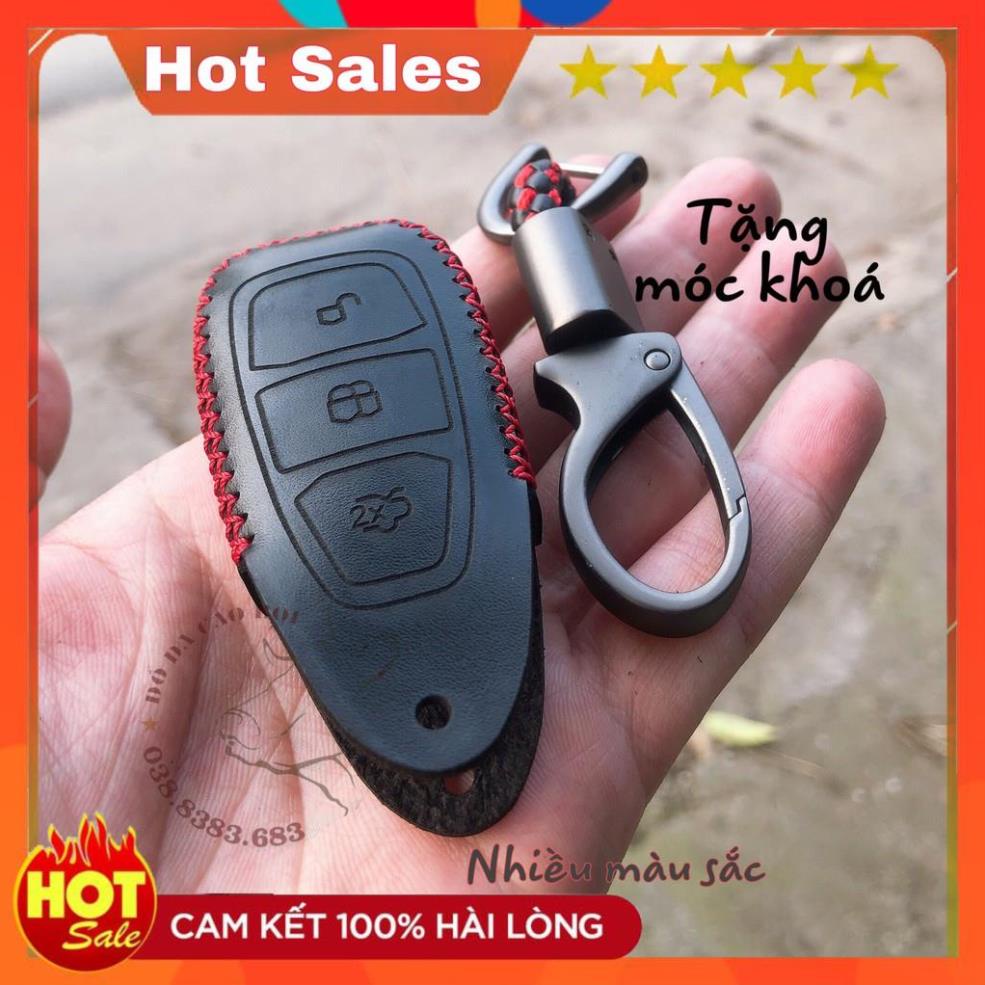 Bao Da Chìa Khóa Thông Minh Xe FORD ECOSPORT, FOCUS, FIESTA... Da Bò Tự Nhiên Nhiều Màu Sắc, Tặng Móc Khóa