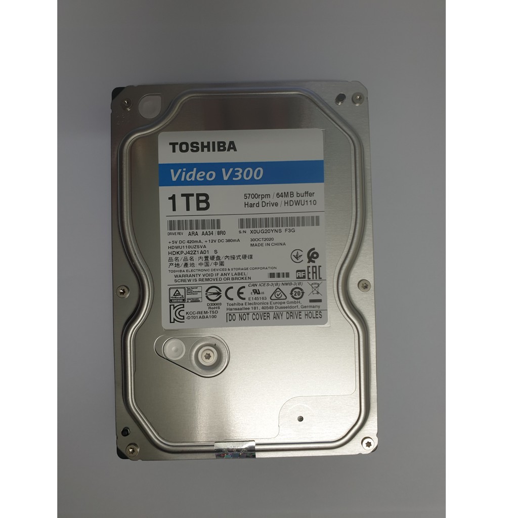 Ổ cứng 1T 𝐓𝐎𝐒𝐇𝐈𝐁𝐀 V300 Video Streaming 3.5″ SATA 5700RPM 64MB (HDWU110UZSVA)