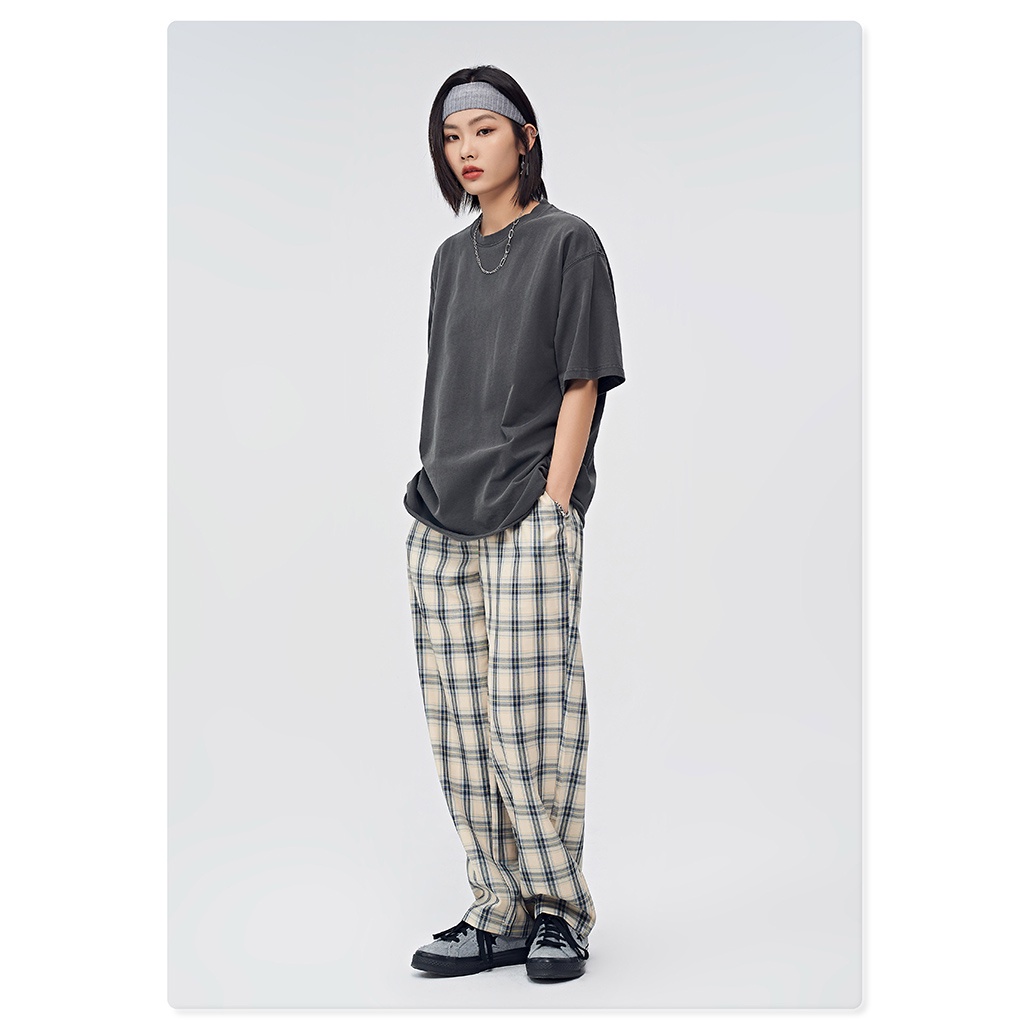 Quần kẻ caro ống rộng nam nữ unisex phong cách đường phố, kiểu quần ống rộng nam caro Plaid Streetwear CODDY - QV10