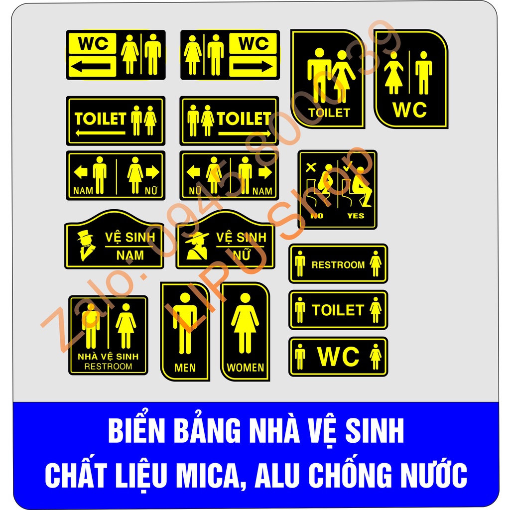 Biển vệ sinh mica, alu chống nước