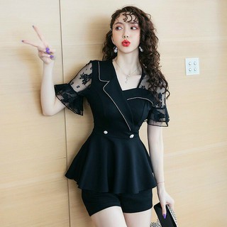 Set bộ vest nữ màu đen dạo phố văn phòng công sở cá tính - Shop trẻ thơ NK